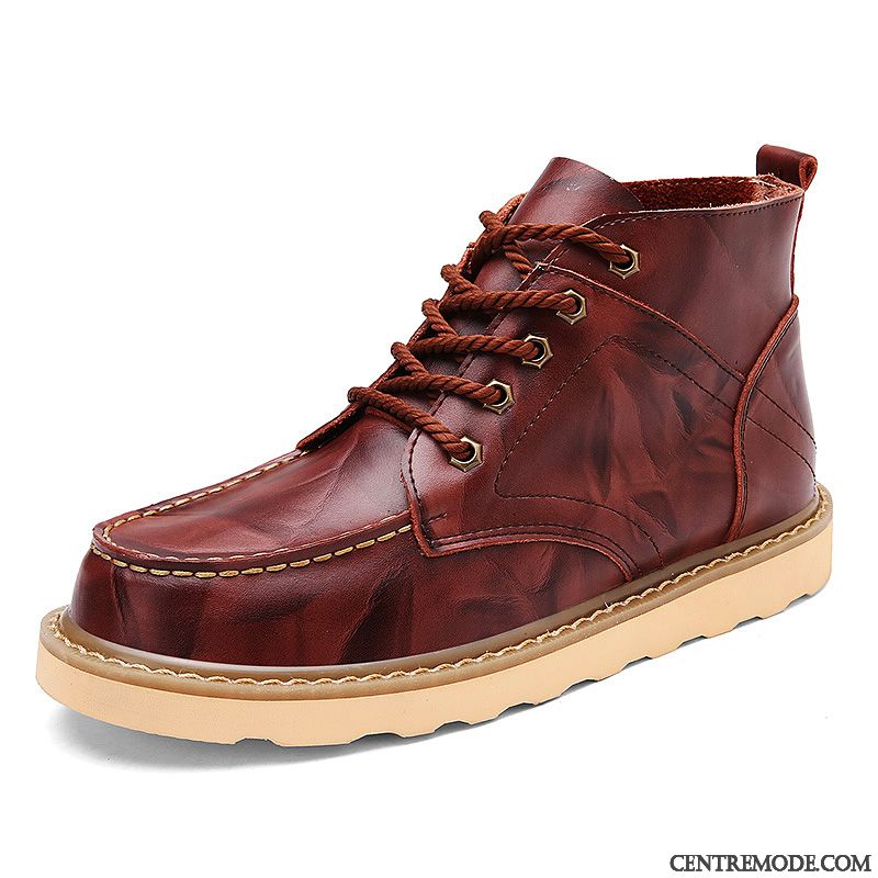 Chaussures Boots Hommes Soldes Chameau Noir, Bottes Homme Montante Cuir Pas Cher Soldes