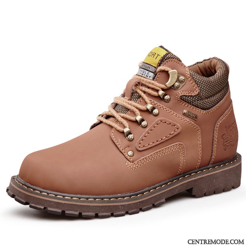 Chaussures Boots Hommes Soldes Chameau Noir, Bottes Homme Montante Cuir Pas Cher Soldes