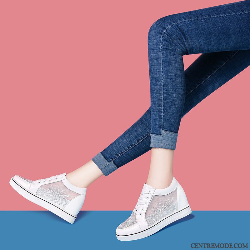 Chaussures De Running Femme Mocassin Tous Les Assortis Étudiant Décontractée Net Printemps Blanc Argent