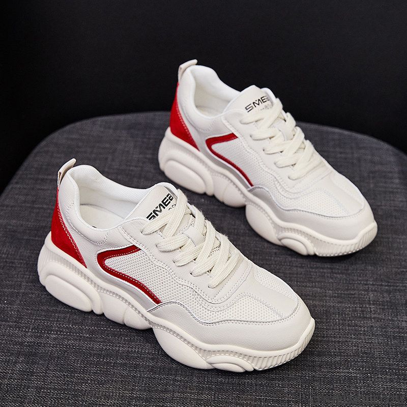 Chaussures De Running Femme Net Printemps Étudiant Tous Les Assortis Chaussures De Sport Blanc Rouge