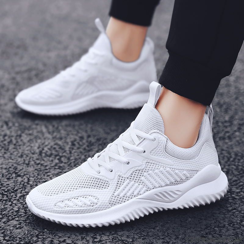 Chaussures De Running Homme Tous Les Assortis Décontractée Tendance Été Chaussures De Sport Respirant Blanc