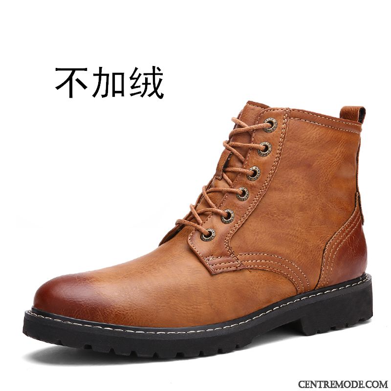 Chaussures Homme Bottines, Boots Homme A Lacets Or Blanc Neigeux