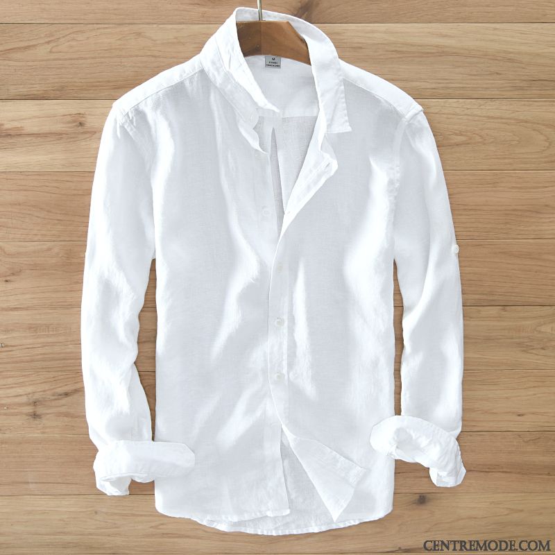 Chemise Blanche En Lin Pas Cher, Chemise Homme Manche Courte Blanche Vert Violet