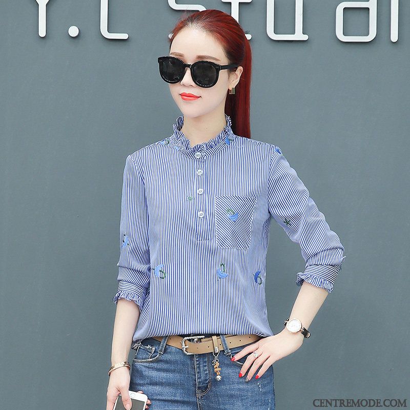 Chemise Bleu Clair Femme Ivoire Lilas, Chemise Et Blouse Femme France