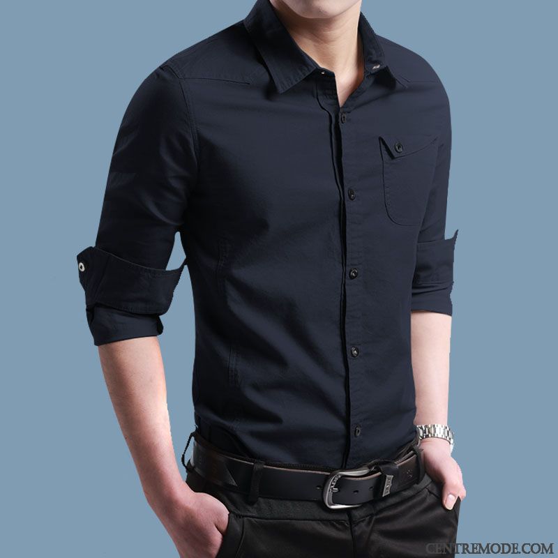 Chemise Fantaisie Pour Homme Blanc Neigeux Argent, Chemise Homme Col Mao