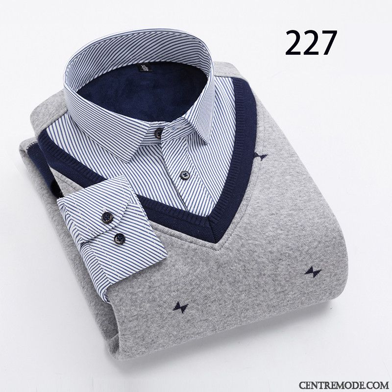 Chemise Homme Cintrée Pas Cher Bleu Aigue-marine Gris, Chemise Manche Courte Homme Grande Taille Pas Cher