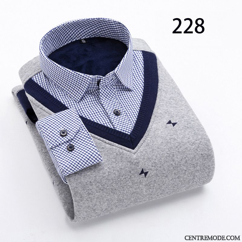Chemise Homme Cintrée Pas Cher Bleu Aigue-marine Gris, Chemise Manche Courte Homme Grande Taille Pas Cher