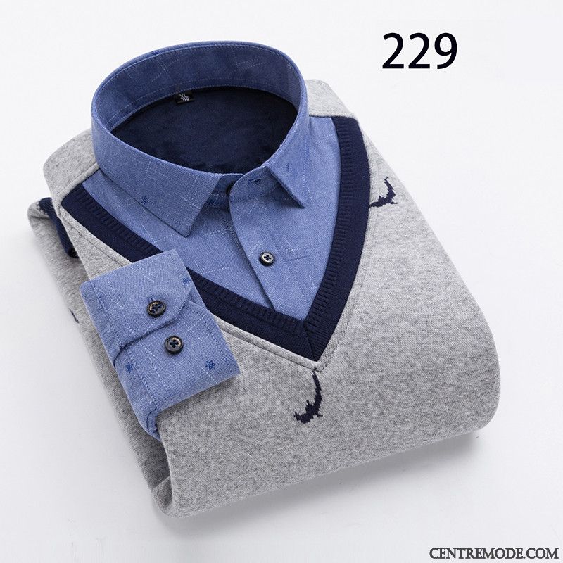 Chemise Homme Cintrée Pas Cher Bleu Aigue-marine Gris, Chemise Manche Courte Homme Grande Taille Pas Cher