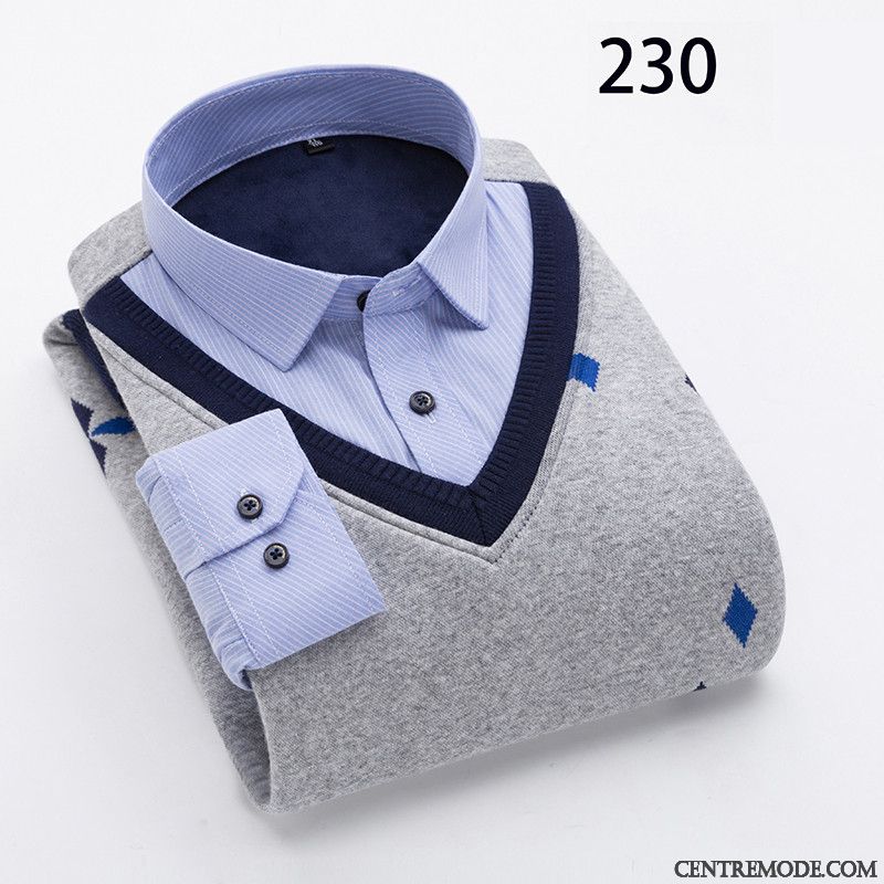 Chemise Homme Cintrée Pas Cher Bleu Aigue-marine Gris, Chemise Manche Courte Homme Grande Taille Pas Cher