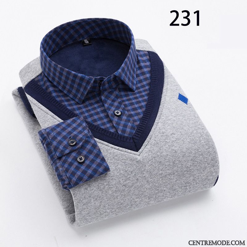 Chemise Homme Cintrée Pas Cher Bleu Aigue-marine Gris, Chemise Manche Courte Homme Grande Taille Pas Cher