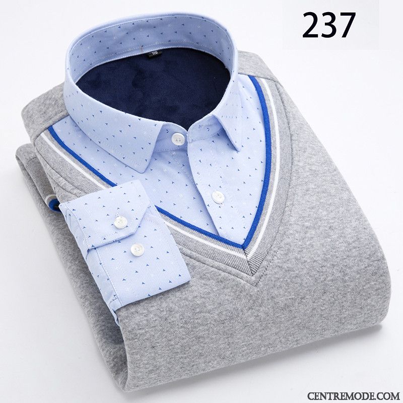 Chemise Homme Cintrée Pas Cher Bleu Aigue-marine Gris, Chemise Manche Courte Homme Grande Taille Pas Cher