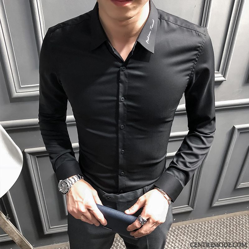 Chemise Homme Originale Pas Cher, Chemise En Jean Bleu Clair Homme Vert Mousse Jaune
