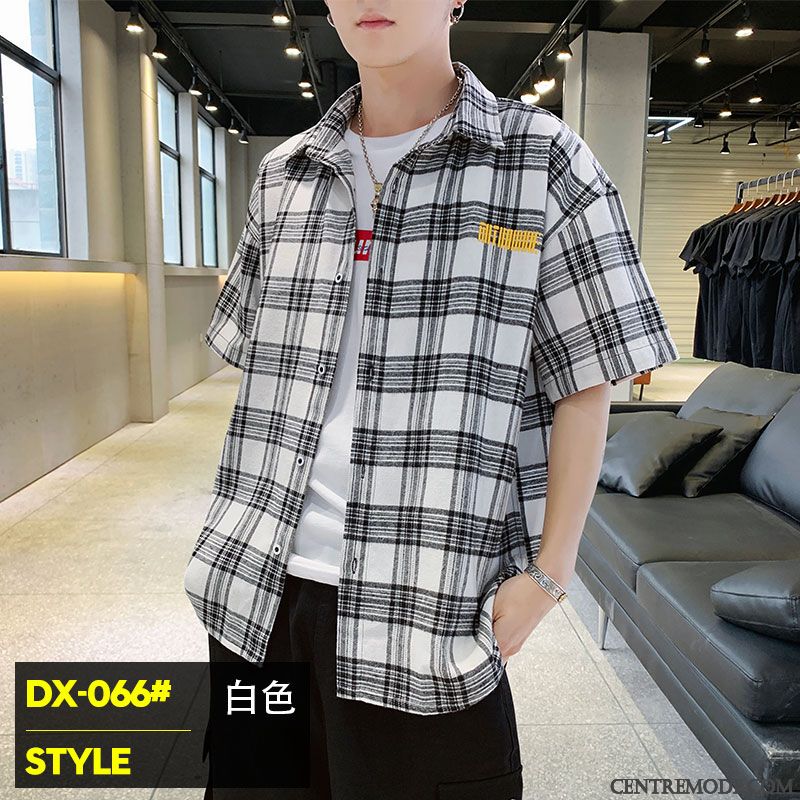 Chemises Homme Décontractée Manche Baggy Chemisette Tendance Été Rouge