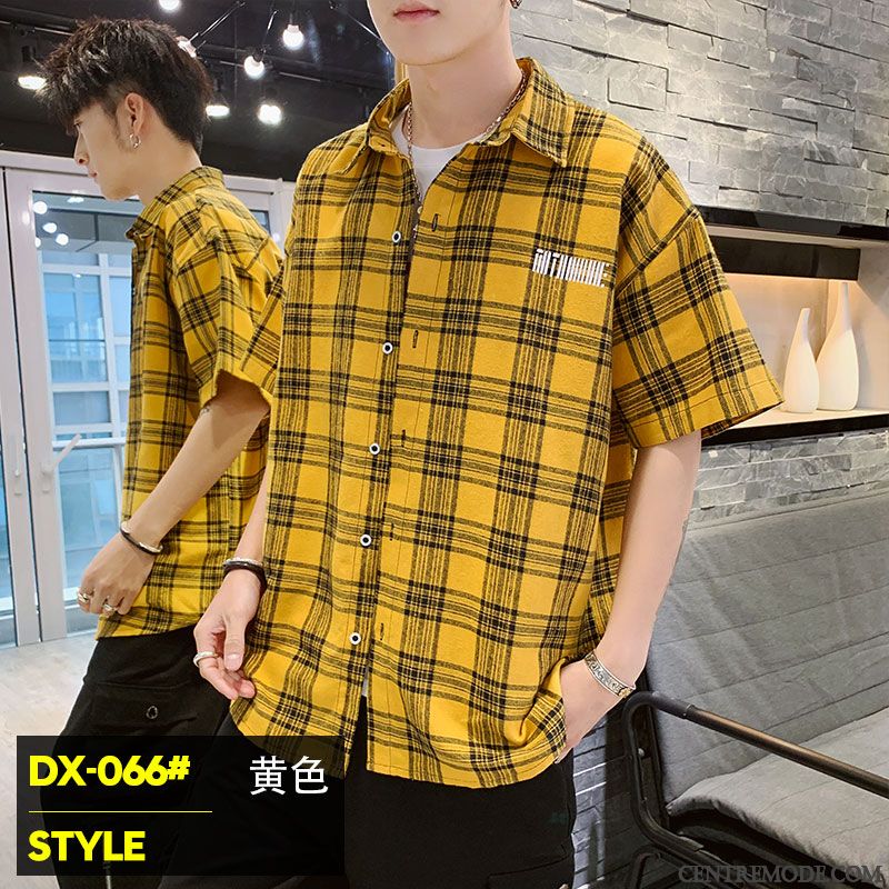 Chemises Homme Décontractée Manche Baggy Chemisette Tendance Été Rouge