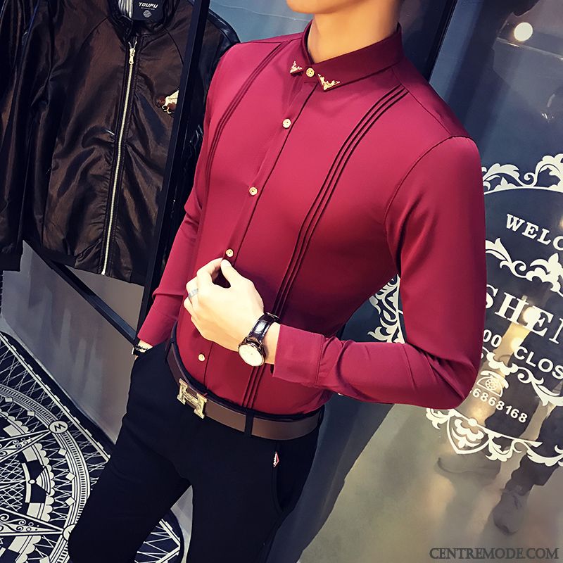 Chemises Homme Longues Rouge