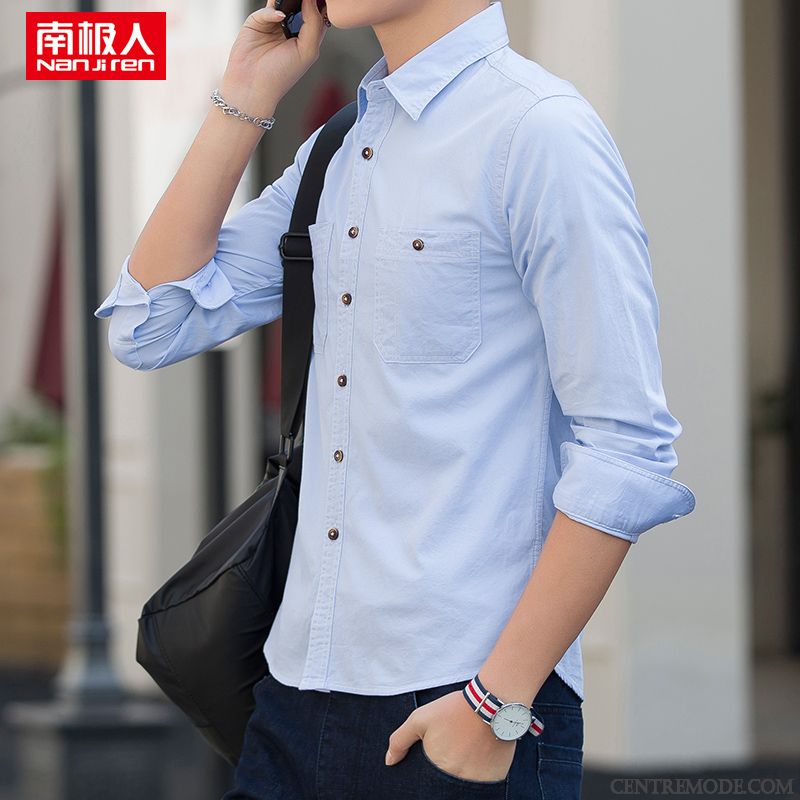 Chemises Homme Légère Longues Beau Denim Été Décontractée Bleu