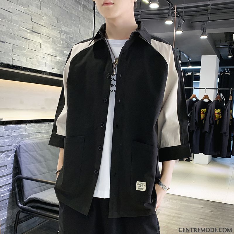 Chemises Homme Manteau Décontractée Courte Tendance Légère Été Jaune