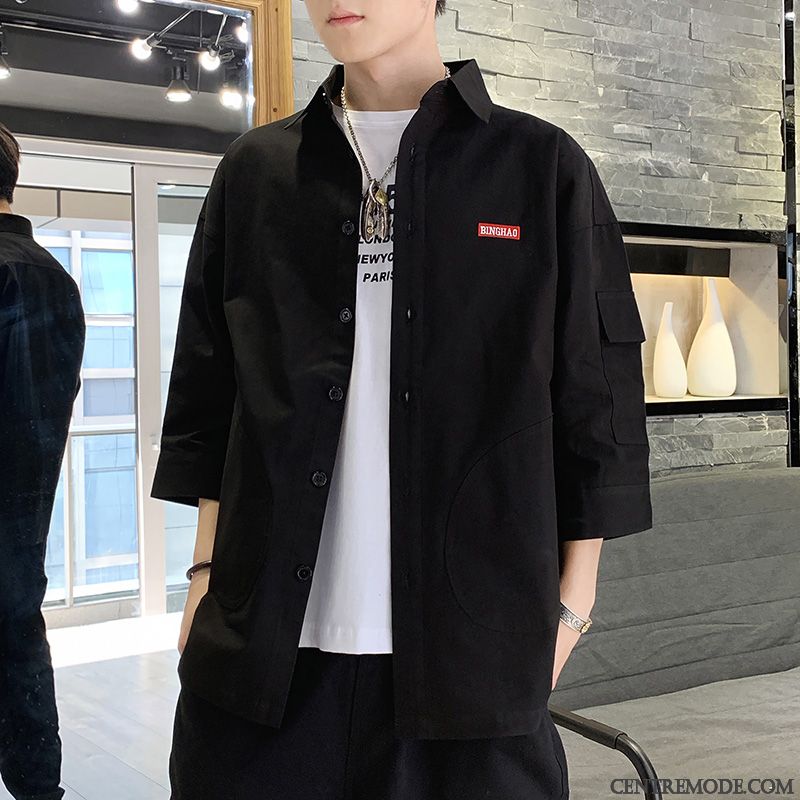 Chemises Homme Manteau Décontractée Courte Tendance Légère Été Jaune
