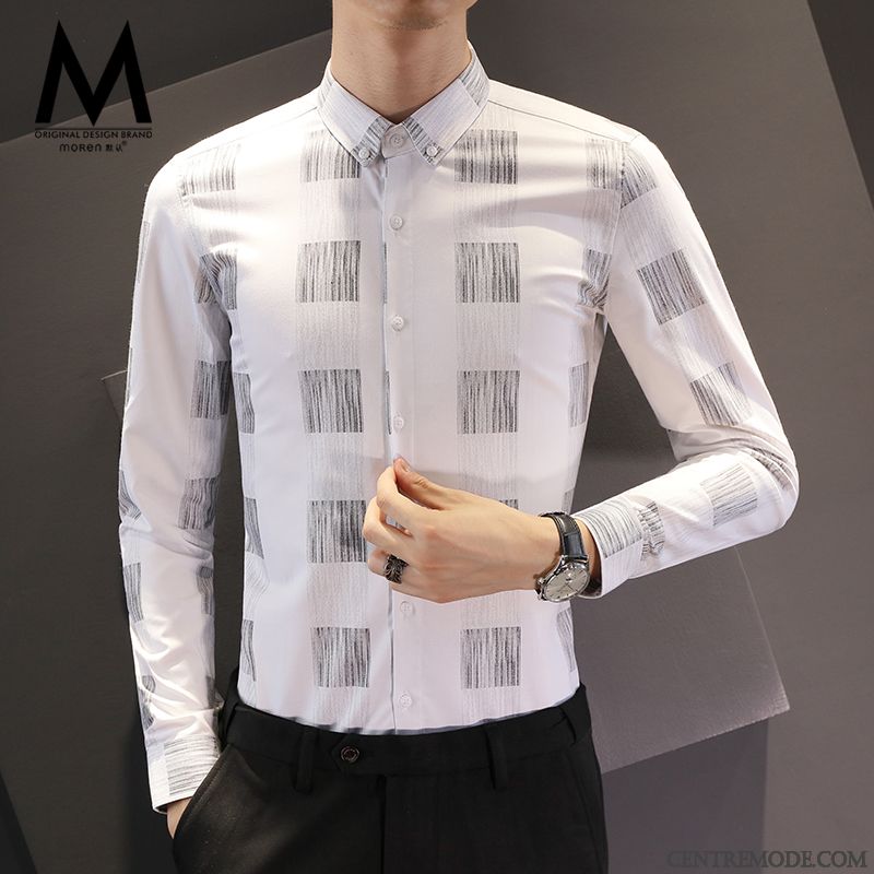 Chemises Homme Tendance Décontractée De Travail Hiver Longues Carreaux Marron