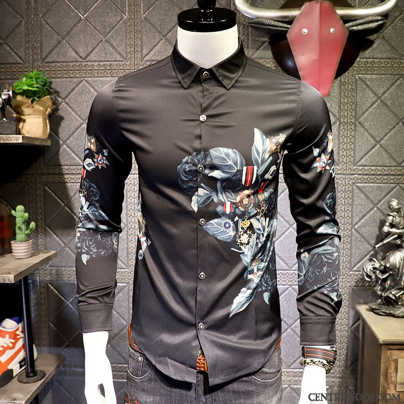 Chemises Homme Tendance Jeunesse Printemps Grande Taille Longues L'automne Blanc
