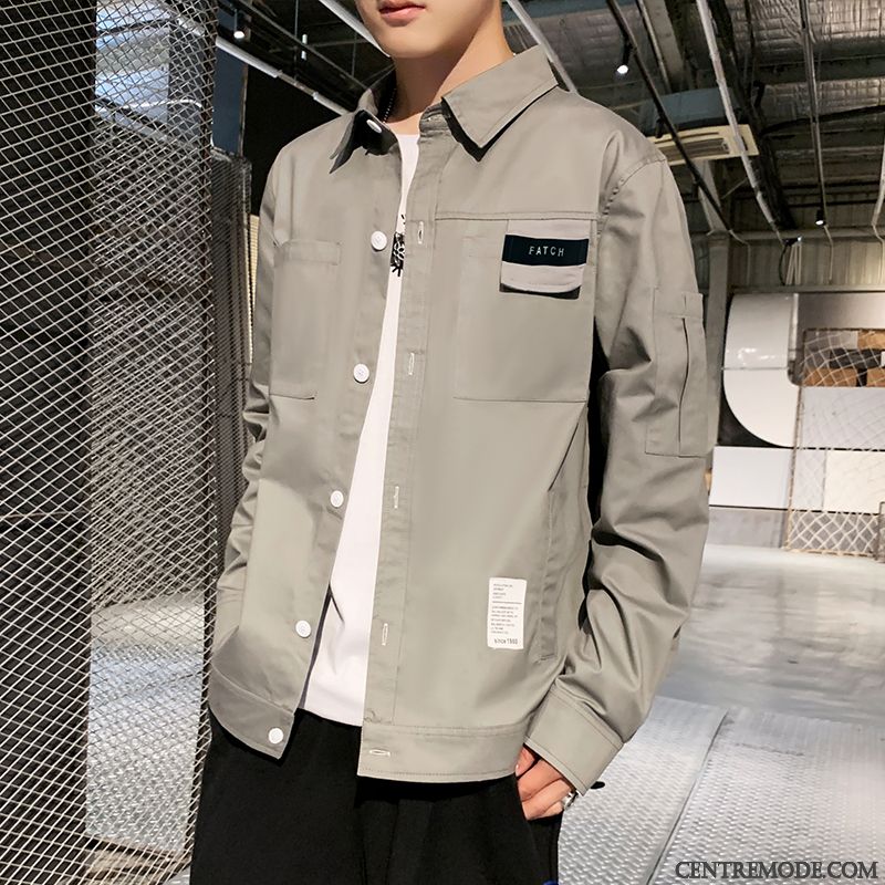 Chemises Homme Tendance Printemps Beau Décontractée Longues Manteau Noir
