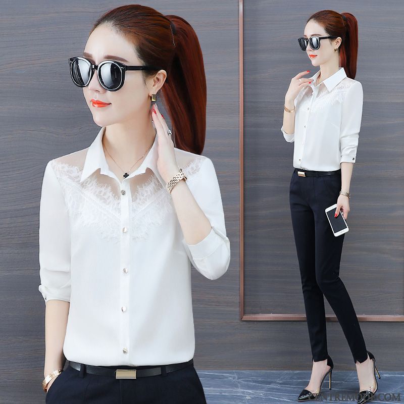 Chemisier Blanc Femme Manches Courtes Vert Printanier Aigue-marine, Femme En Chemise Blanche Pas Cher Soldes