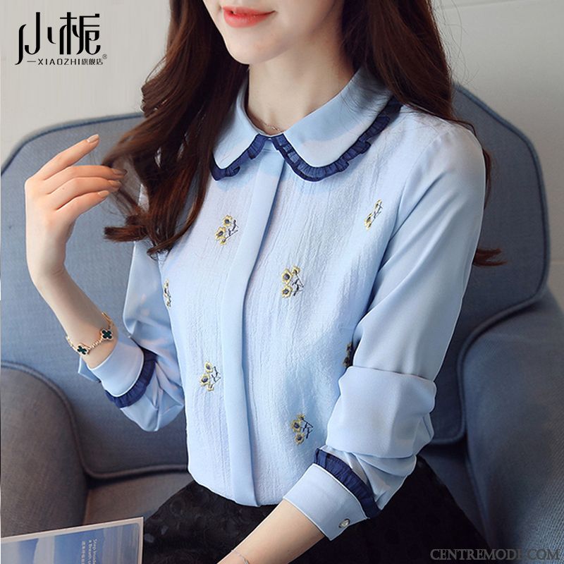 Chemisiers Femme Chemise Mousseline De Soie Longues Mode Tendance L'automne Rouge Rose