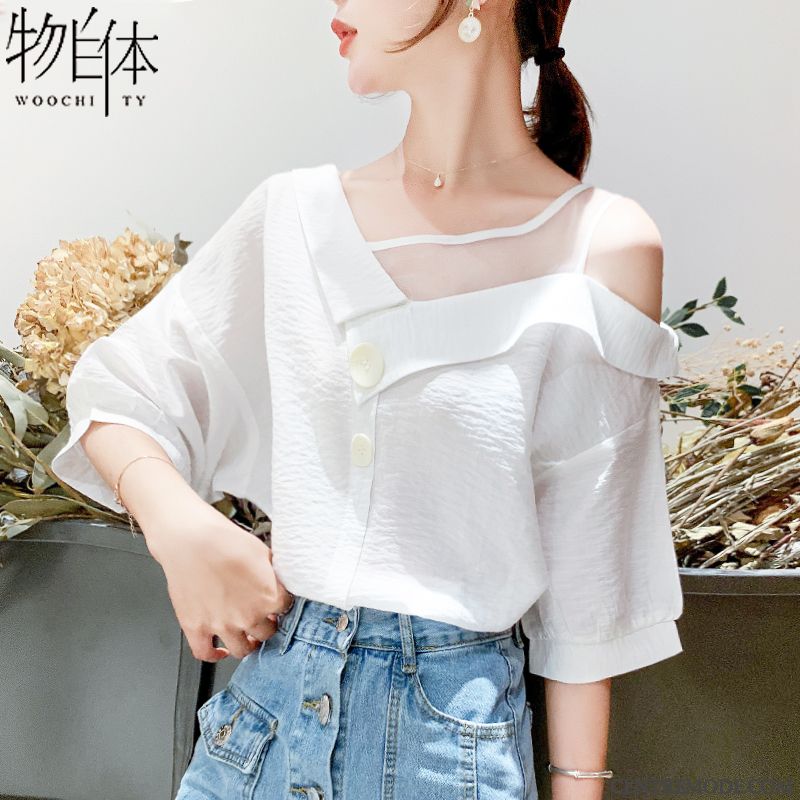 Chemisiers Femme Courte Ultra Été Mousseline De Soie Tendance Bétail Vert