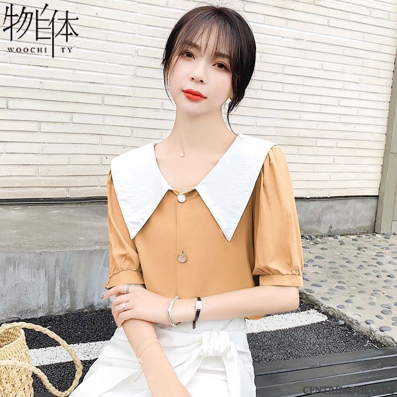 Chemisiers Femme Courte Ultra Été Mousseline De Soie Tendance Bétail Vert