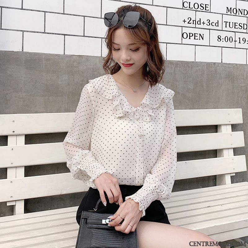 Chemisiers Femme Courte Ultra Été Mousseline De Soie Une Veste Point D'onde Rose