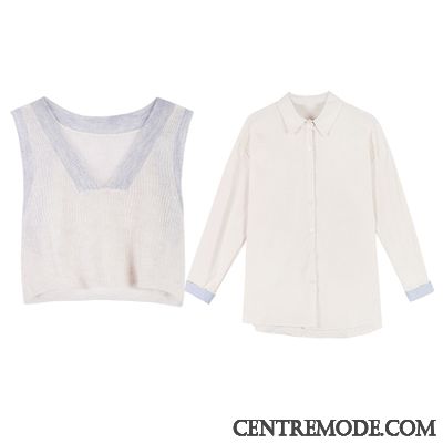 Chemisiers Femme Deux-pièces Longues Une Veste Printemps Chemise Désign Rose