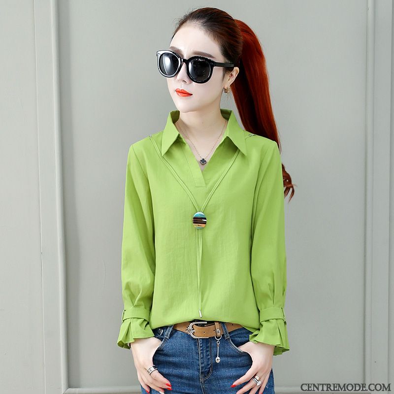 Chemisiers Femme L'automne Désign Une Veste Chemise Court Tendance Vert