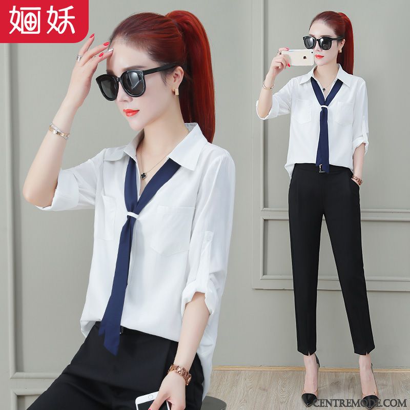 Chemisiers Femme Longues L'automne Professionnel Chemise Printemps Une Veste Blanc
