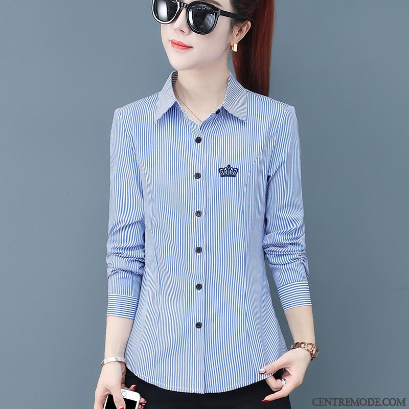 Chemisiers Femme Mode L'automne Printemps Dame Chemise Maman Gris