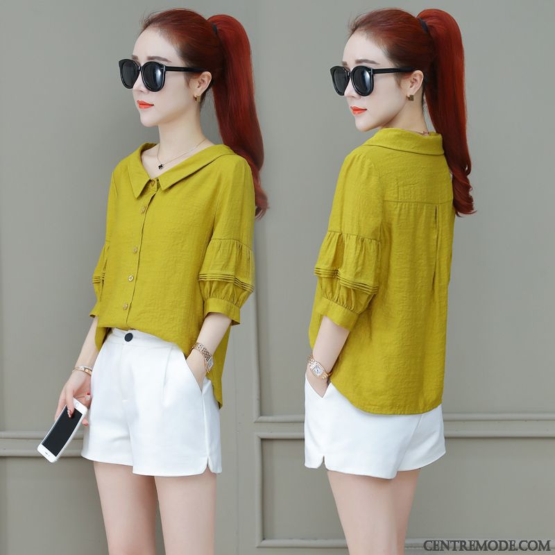 Chemisiers Femme Mousseline De Soie Manche Une Veste Chemise Tempérament Baggy Rouge