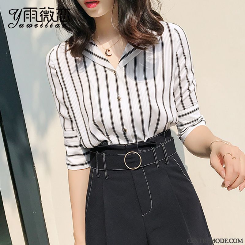 Chemisiers Femme Tendance Tempérament Mousseline De Soie Courte Chemise Dame Gris