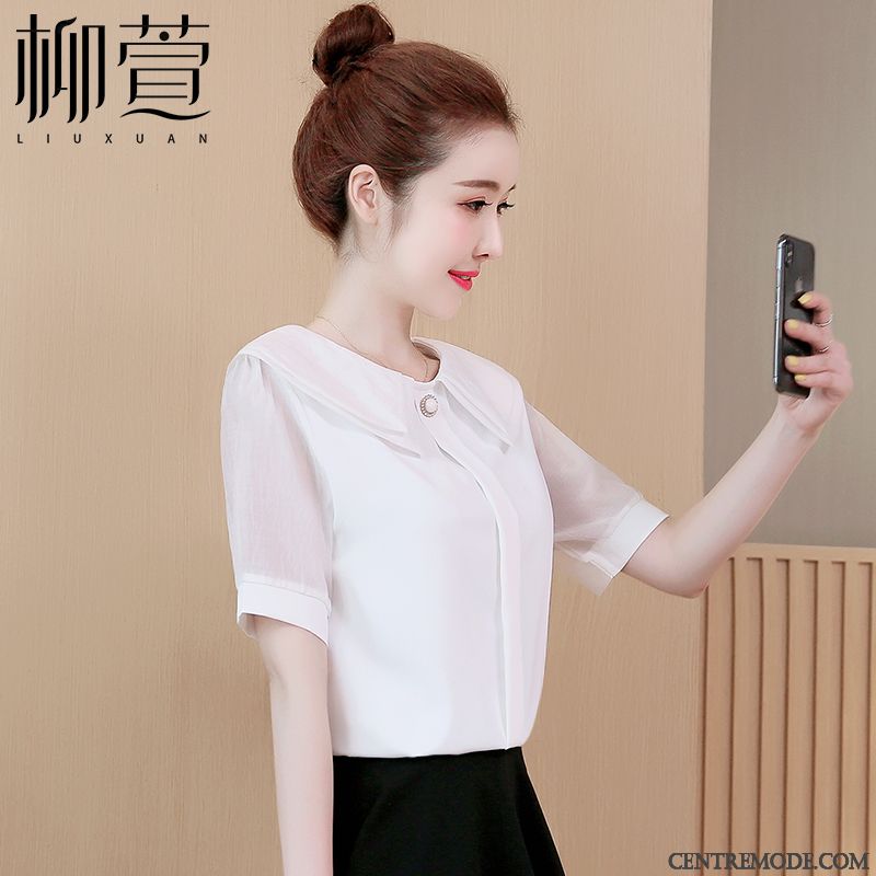 Chemisiers Femme Une Veste Mousseline De Soie Courte Tendance Été Mode Rose