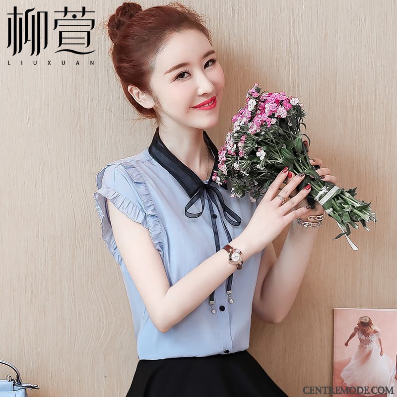 Chemisiers Femme Une Veste Mousseline De Soie Courte Tendance Été Mode Rose