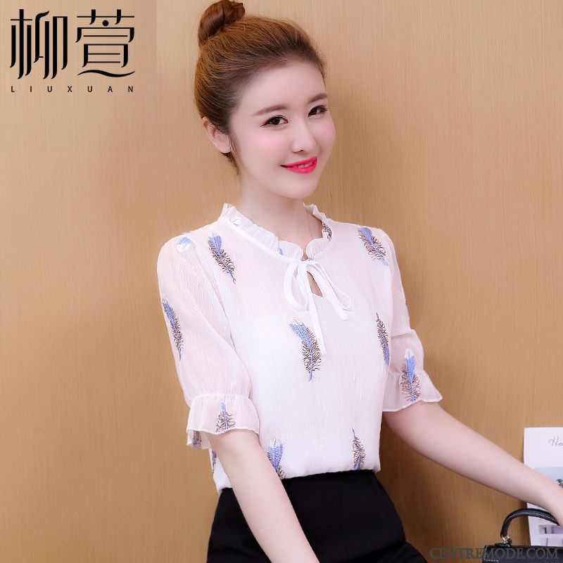 Chemisiers Femme Une Veste Mousseline De Soie Courte Tendance Été Mode Rose
