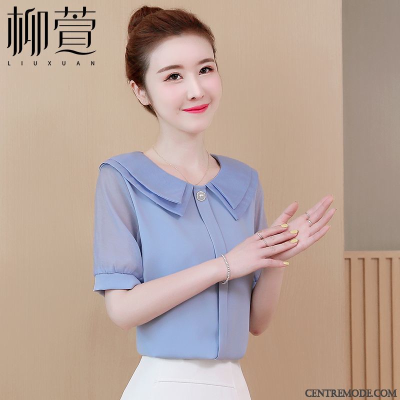 Chemisiers Femme Une Veste Mousseline De Soie Courte Tendance Été Mode Rose