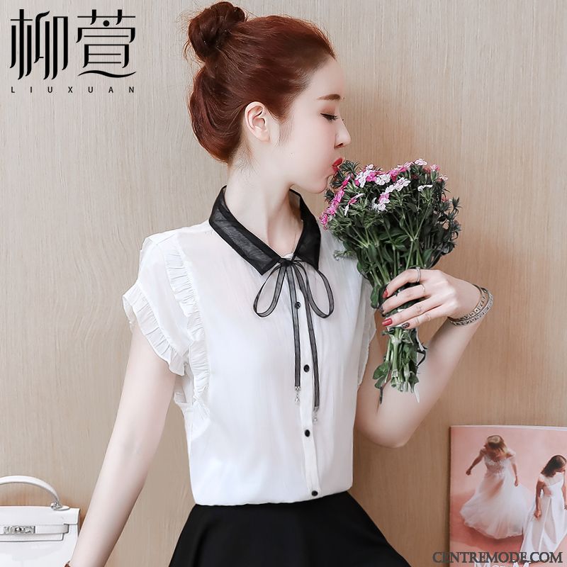 Chemisiers Femme Une Veste Mousseline De Soie Courte Tendance Été Mode Rose