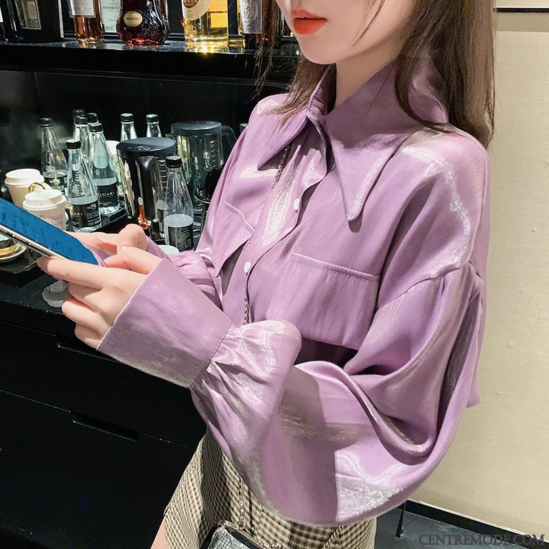 Chemisiers Femme Une Veste Rétro Désign Printemps L'automne Manteau Violet