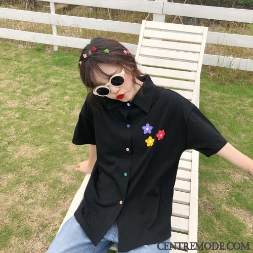 Chemisiers Femme Étudiant Été Courte Une Veste Tendance Désign Couleurs De Bonbons Rose