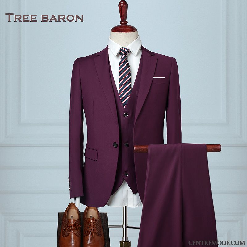 Costume Homme Blazer Noir Saumon, Costume Mariage Blanc