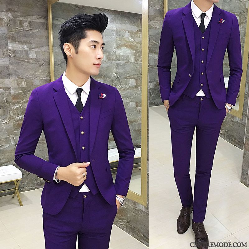 Costume Homme Mariage Original Pas Cher Soldes, Costume Mariage Blanc Darkviolet Ivoire