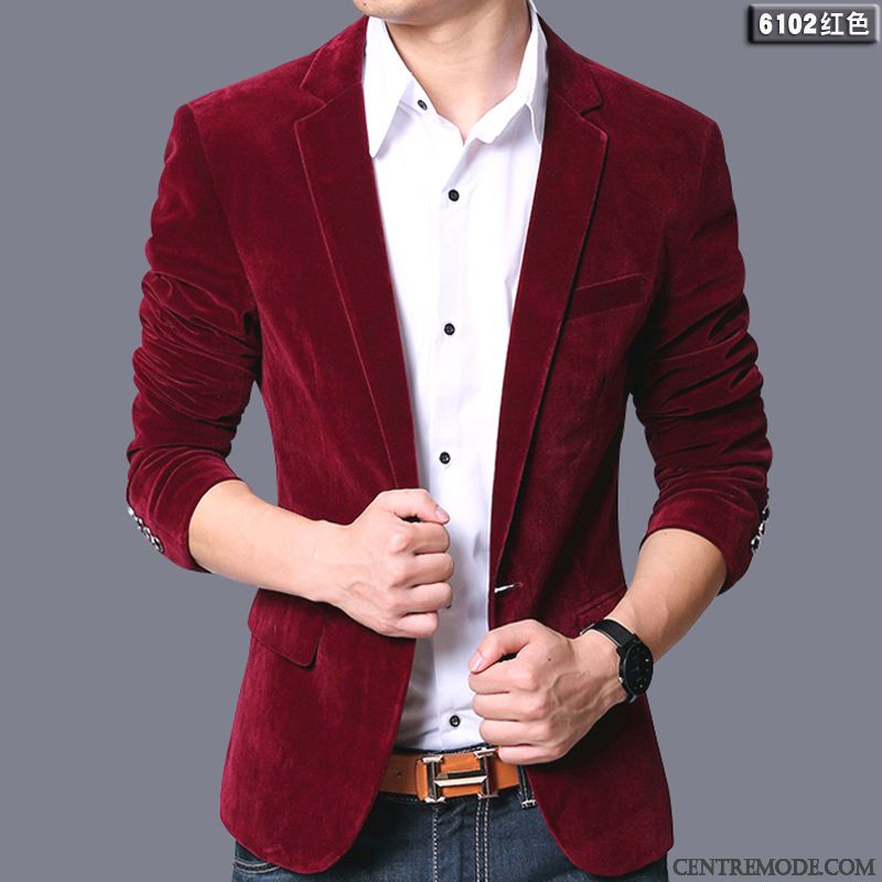 Costume Homme Qualité, Blazer Mariage Homme Bordeaux Or