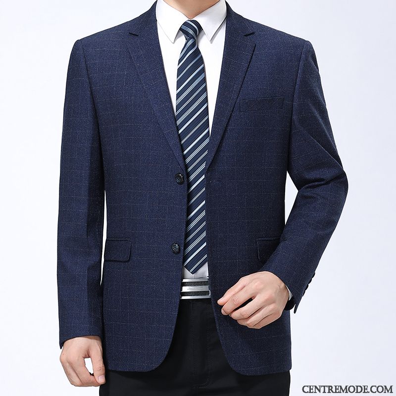 Costume Sport Pour Homme Blanc Bleu, Manteau Costume Homme