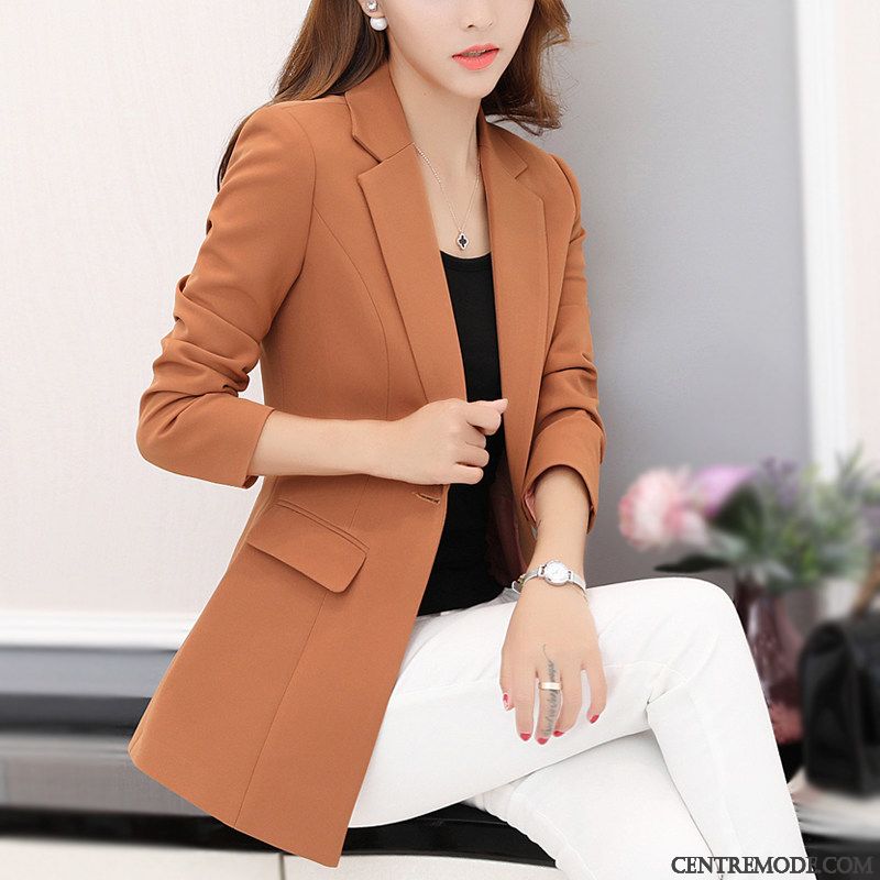 Costumes Blazer Femme Dame Décontractée Longue L'automne Une Veste Nervurées