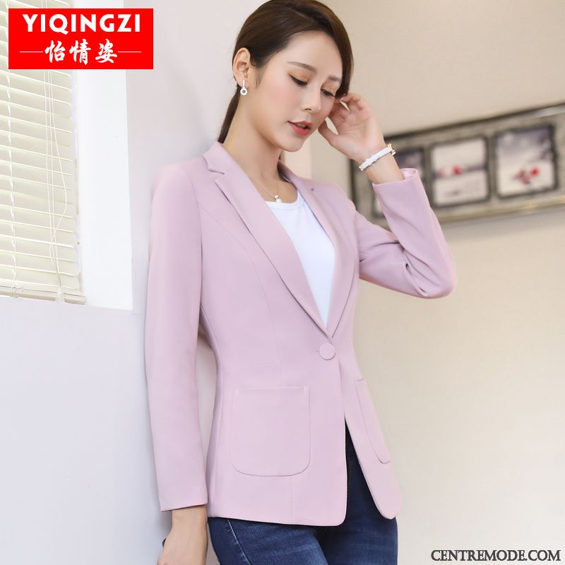 Costumes Blazer Femme Décontractée Printemps Combinaison Longues L'automne Dame Rose