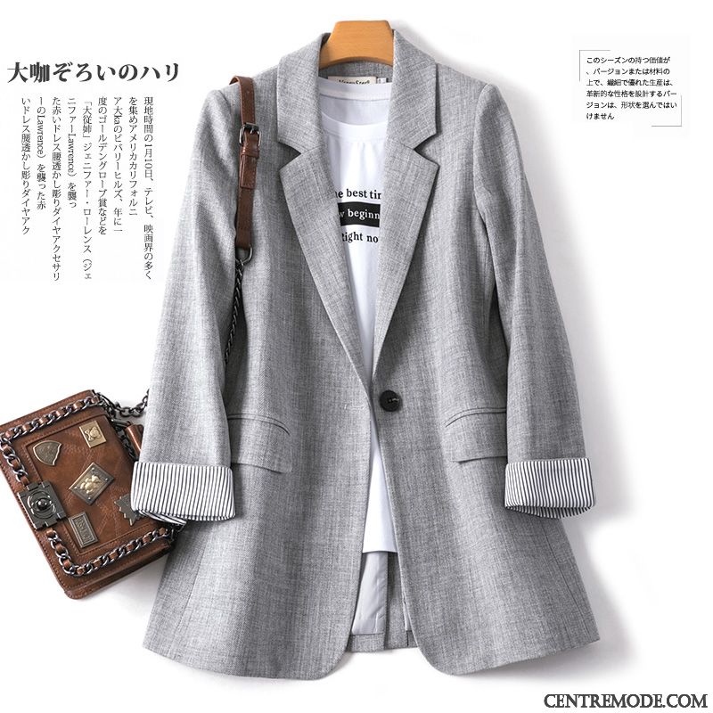 Costumes Blazer Femme Décontractée Veste De Costume Baggy Une Veste Printemps Été Rouge Gris